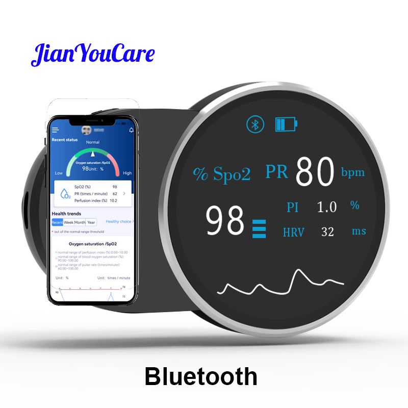 Pulse Oximeter Fingertip Rechargeable - JianYouCare recarregável usb Bluetooth transmissão sem