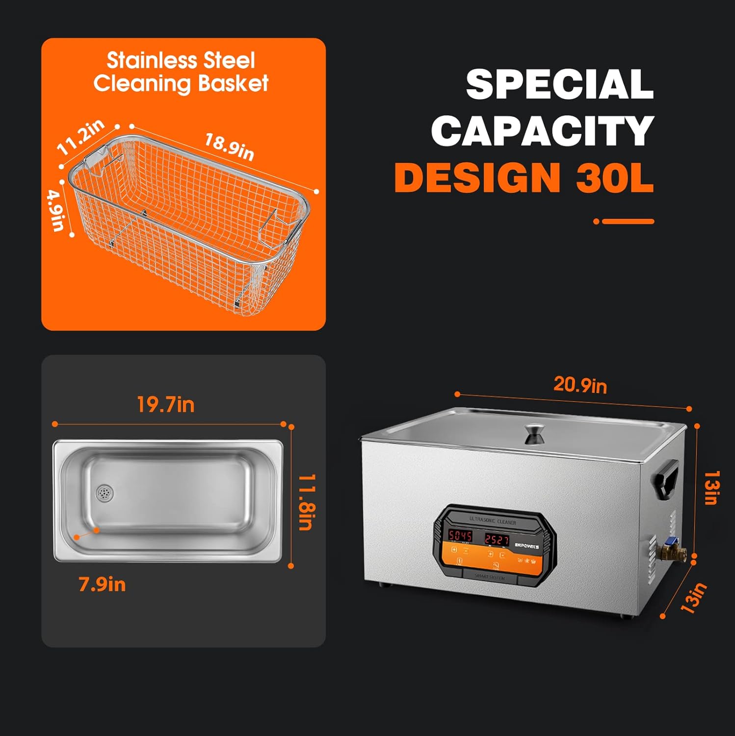ACMESONIC 600W 40kHz Limpador  - Ultrasonic Cleaner 30L Industrial avaliação e preço